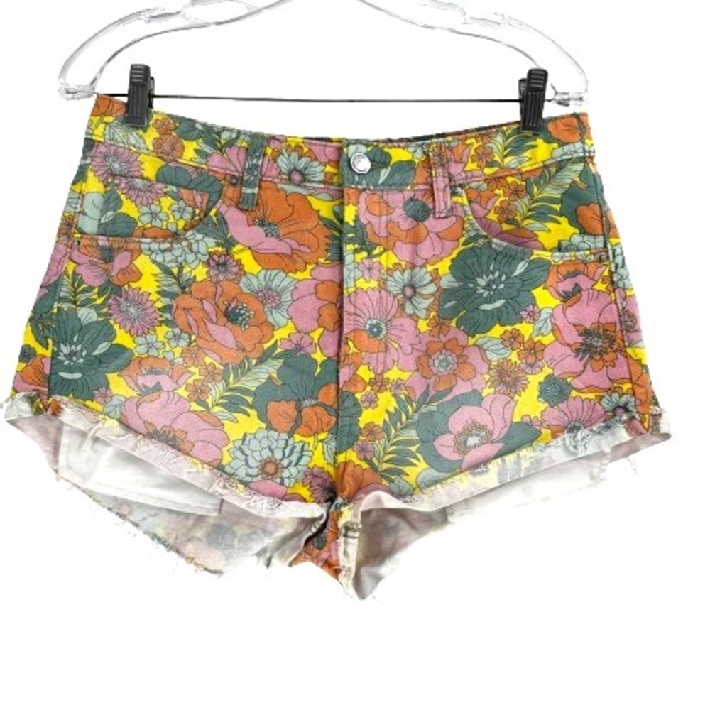Wild Fable Highest Rise Cheeky Floral Shorts Women's 10 Flower Power 70s Retro